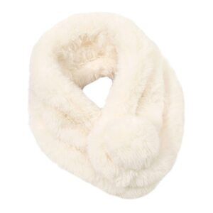 7586 Faux Fur Collar Scarf White Scarves Neck Shrug For Spring Fall